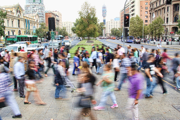 blurred image of crowded street