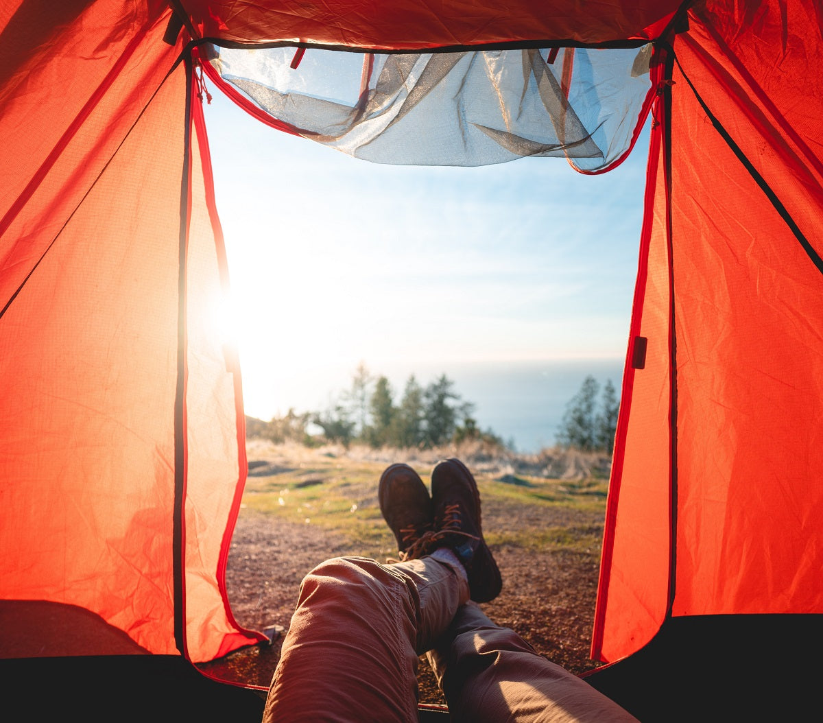 Looking out from tent with shoes visable