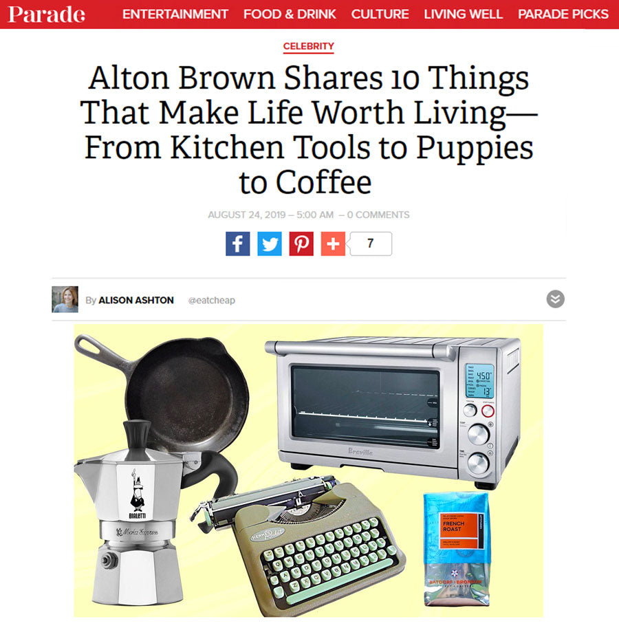 A Screenshot of Parade Magazine's Website featuring Alton Brown's 10 Things That Make Life Worth Living