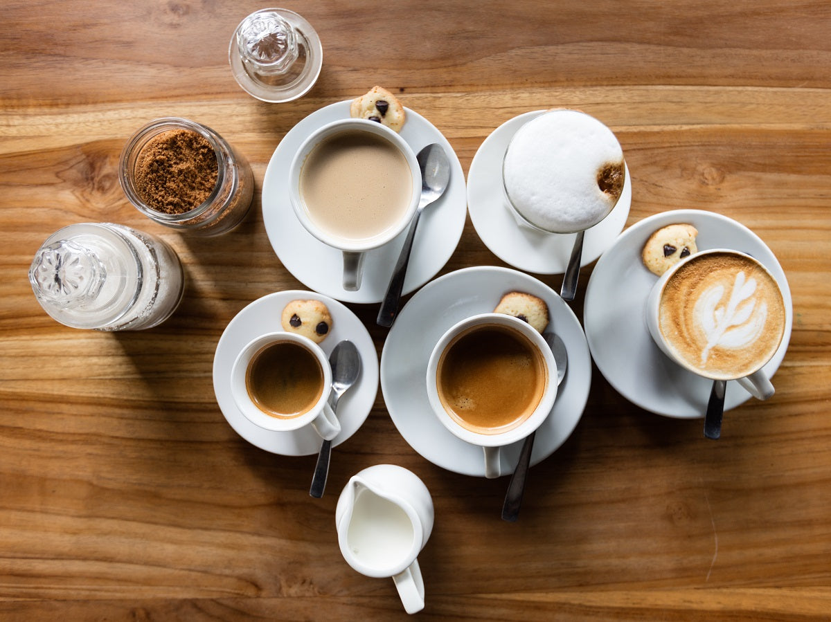 a variety of espresso-based drinks