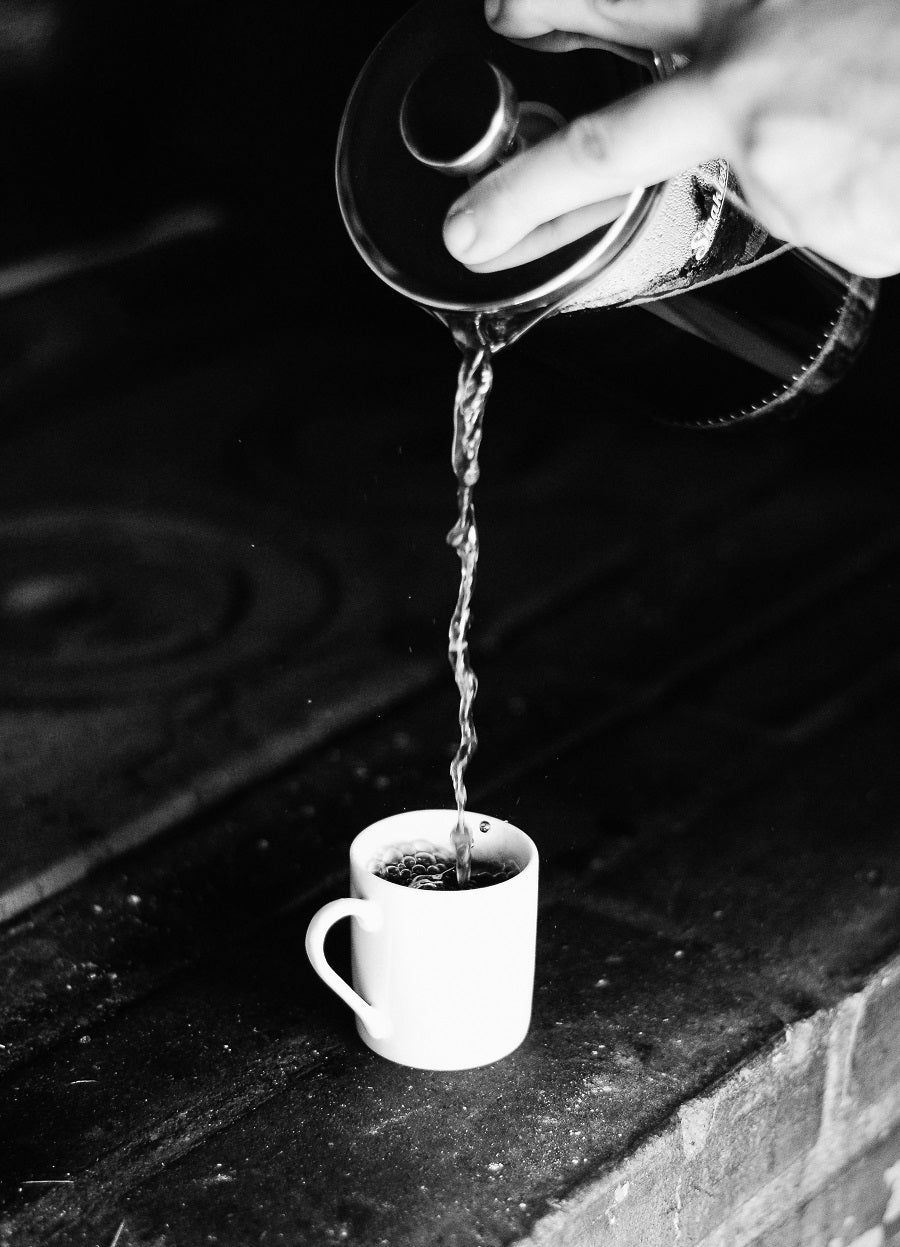 pouring a cup of coffee from a French Press