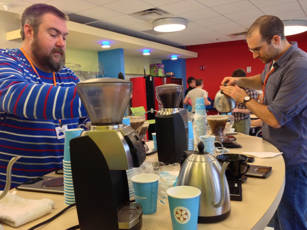 brewing up coffee for Cartoon Network staff